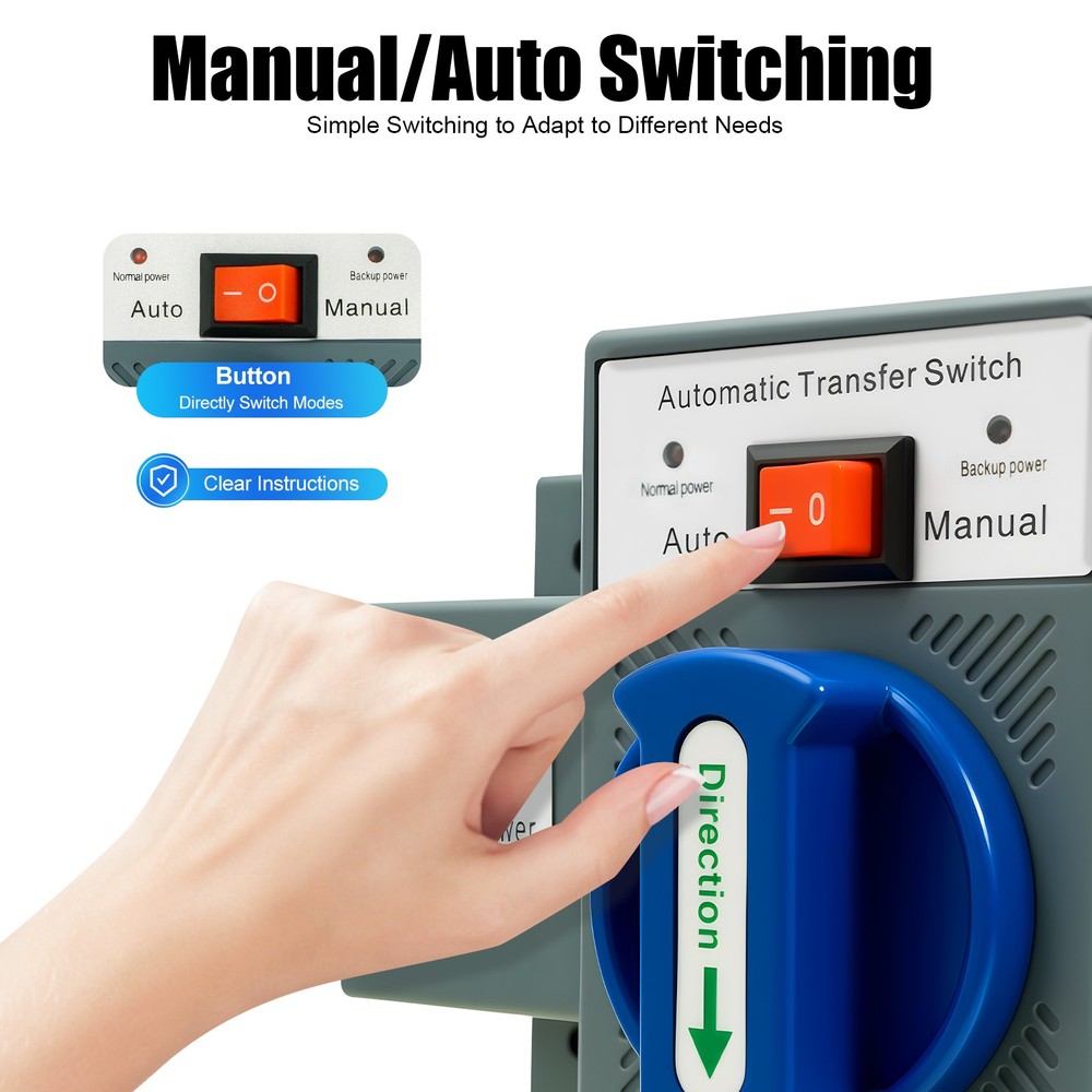 63A ATS Dual Power Automatic Transfer Switch for Generator Changeover Switch 2P