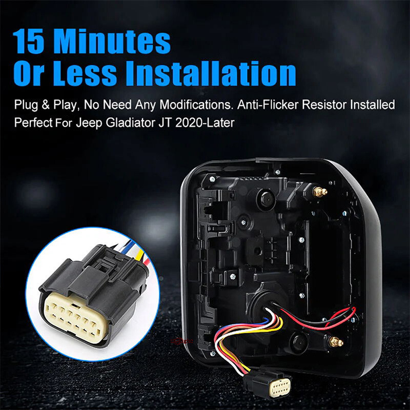 Pair Smoke LED Tail Lights Replace Halogen For Jeep Gladiator JT 2020 2021 2022