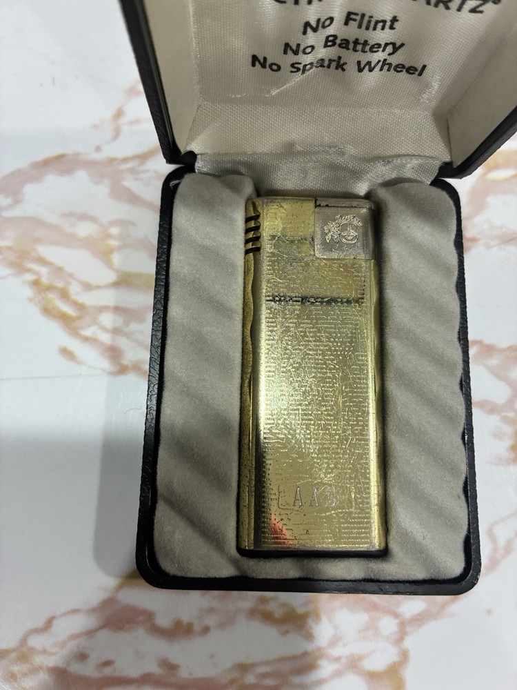 Vintage Colibri Electro-Quartz Lighter Engraved AAS Patterned