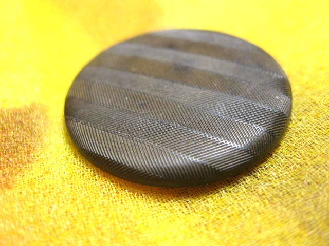Antique Goodyear Rubber Button Brown Stripe Herringbone Pattern 1 1/8"