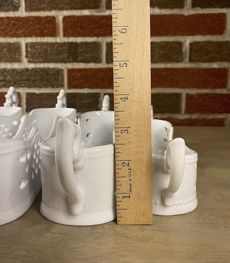 Mikasa Manchester Pattern Porcelain White Buffet Flatware Silverware Holders 4pc