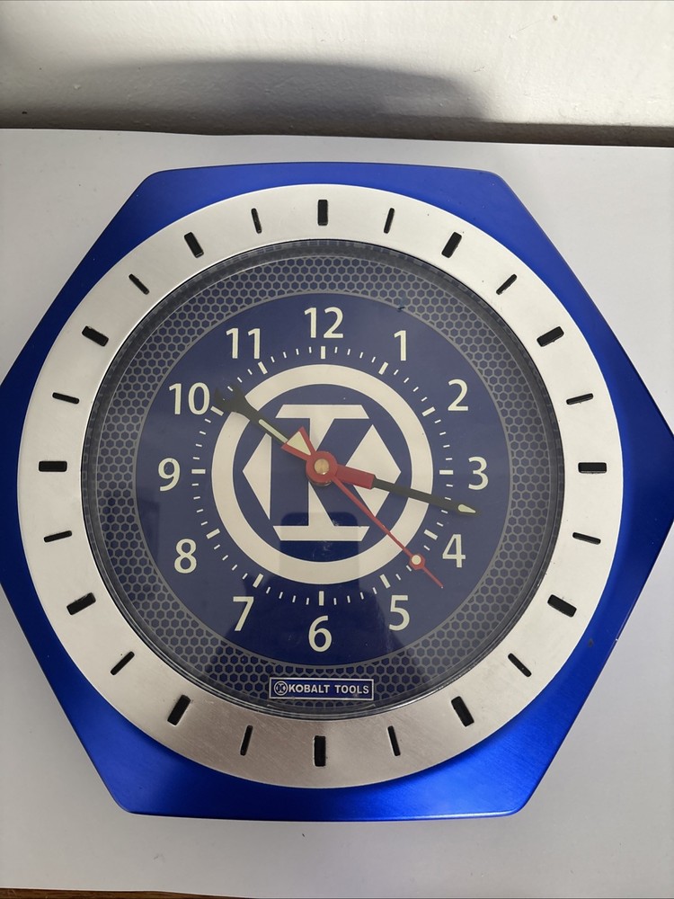 1990s Kobalt Tools Blue Wall Clock TESTED AND WORKING