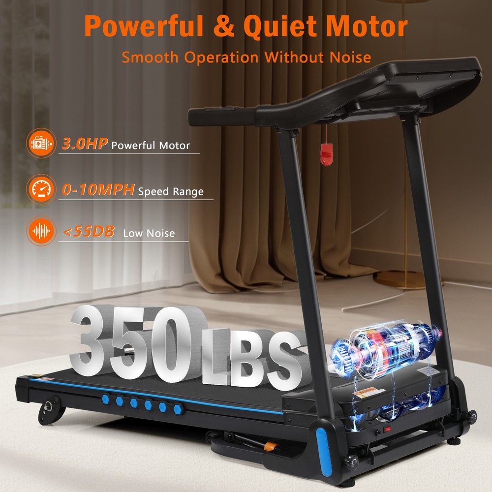 Hydraulic System Auto-Folding Treadmill with Incline Walking Running Machine New