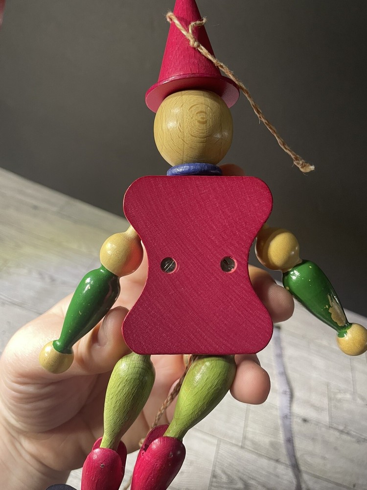 Wooden Jumping Jack Pull String Toy Made in Austria HTF