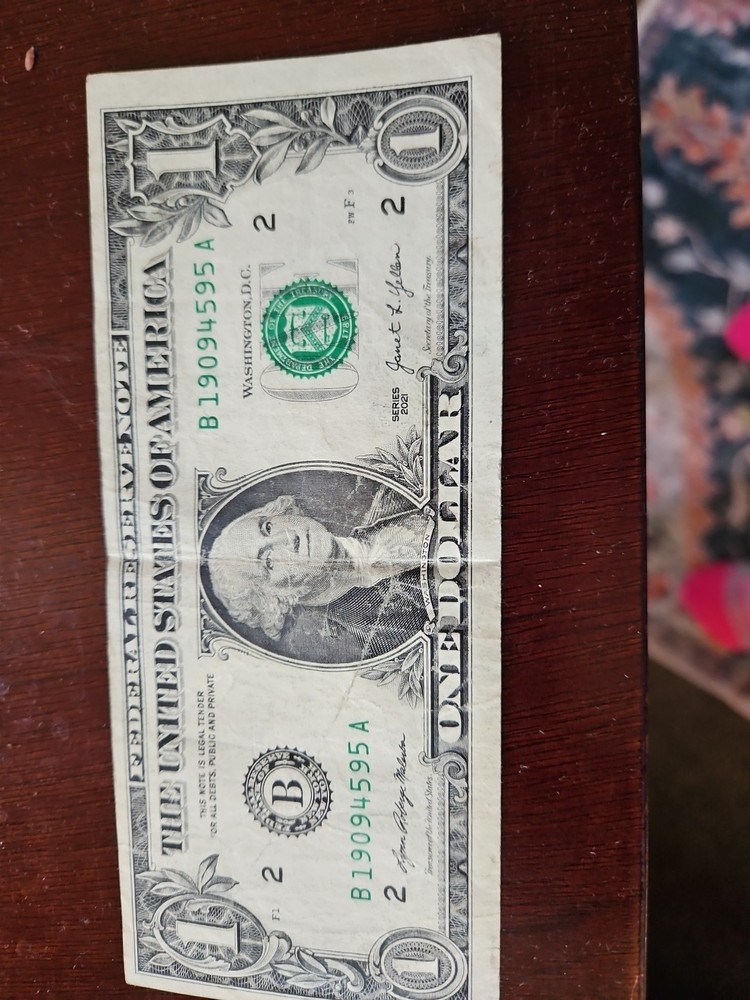 2021 MISALIGNED MISCUT ERROR $1 DOLLAR BILL