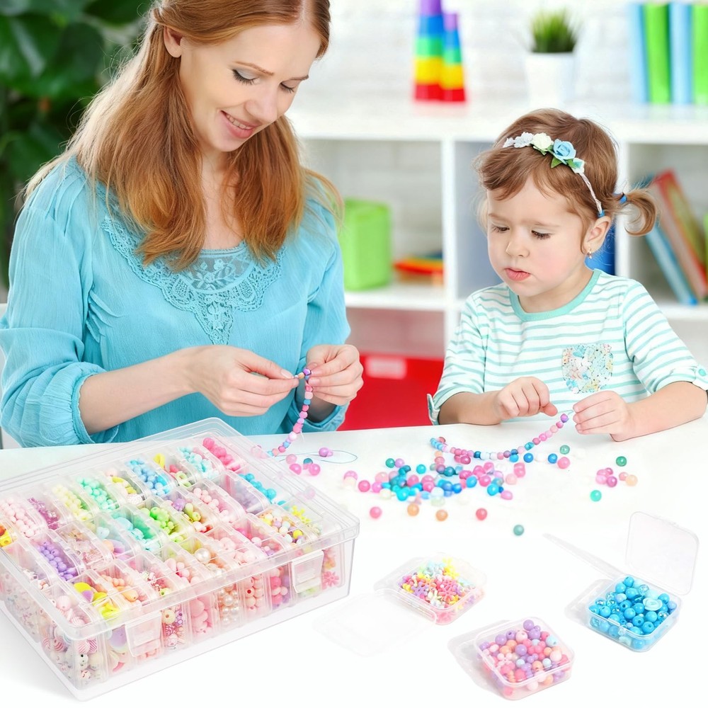 DILIBRA Bead Organizer Box, 93Pcs Small Storage 3 Pack 90 Pcs, Clear