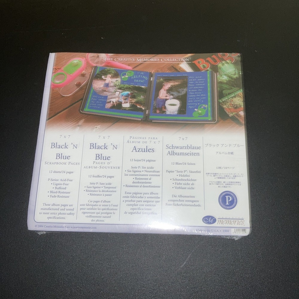 Creative Memories 7 x 7 Black 'N Blue Scrapbook Refill Pages