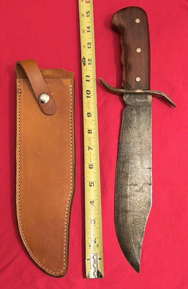 BOWIE-VINTAGE BLADE - NEW EXOTIC WOOD OVERSIZED HANDLE & NEW SHEATH