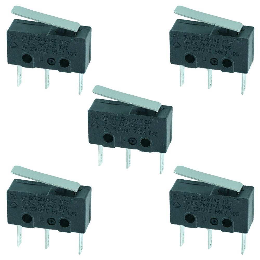 5 x Short Lever Actuator Microswitch SPDT 5A Micro Switch