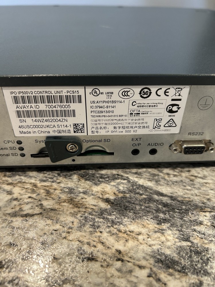 Avaya IP Office 500 V2 Control Unit Working With Card
