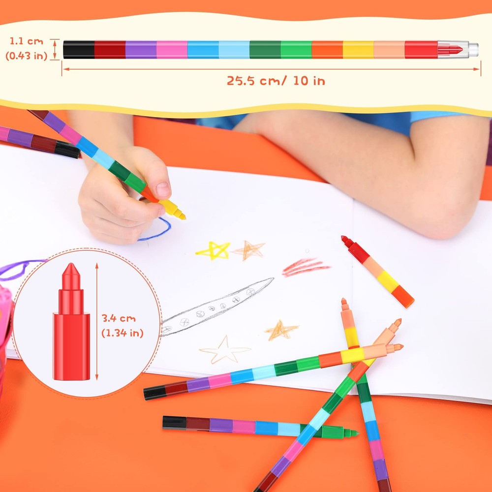 20 Pcs Stackable Crayons Stacking Buildable Crayons Colorful Stackable Pencils
