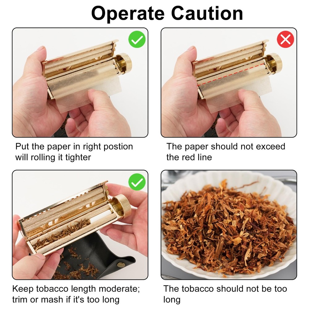 Cigarette Rolling Machine, Joint Roller Vintage with 76mm/110mm Papers, Filte...