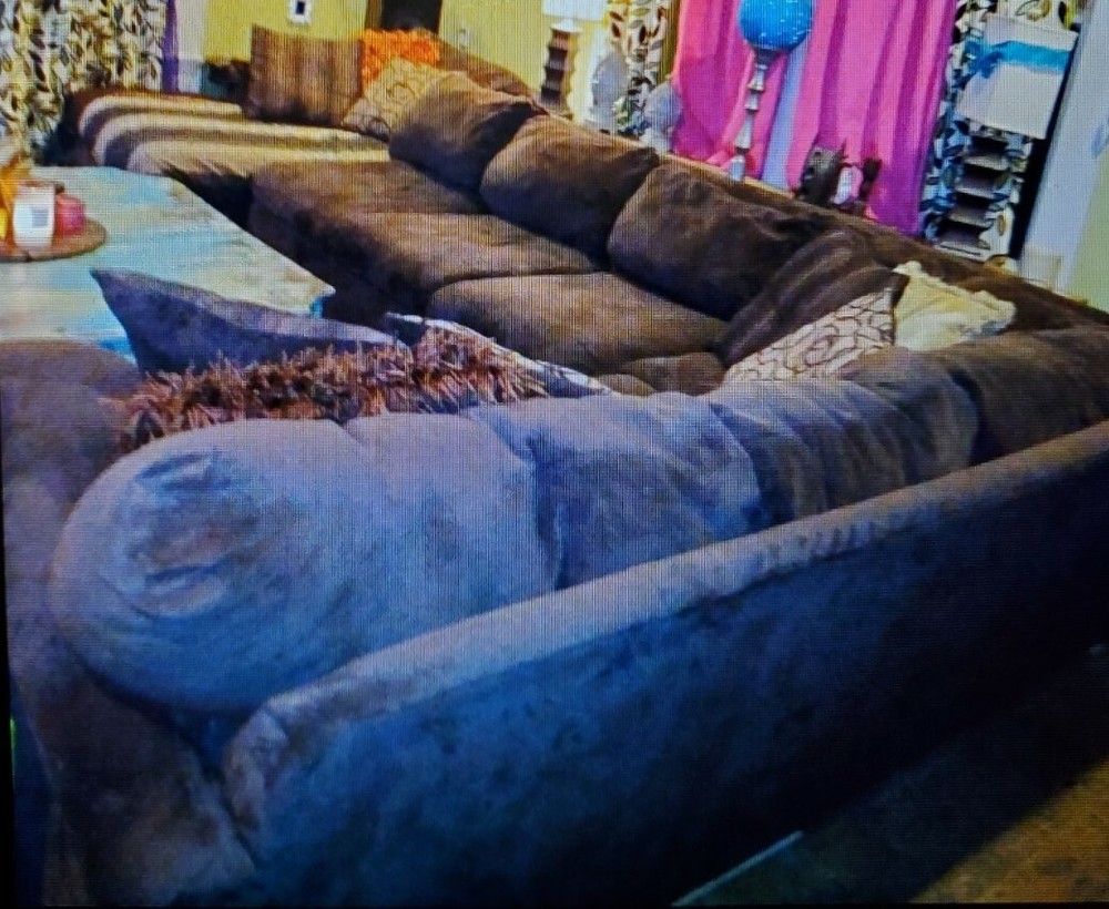 CHARMING 3 PIECE SECTIONAL SOFA - BROWN CHENILLE FABRIC