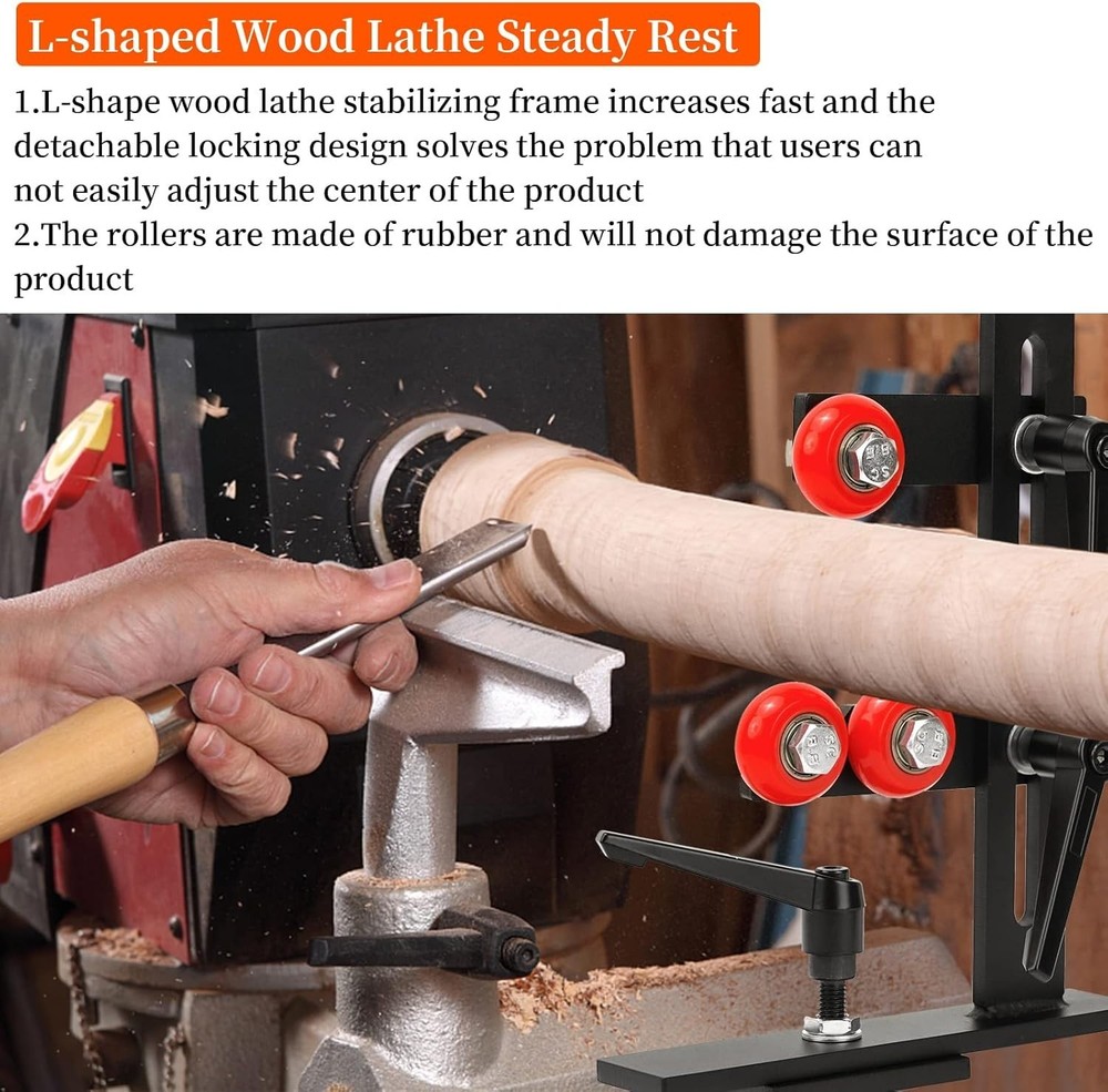 Sturdy Wood Lathe Accessory with Adjustable Wheels