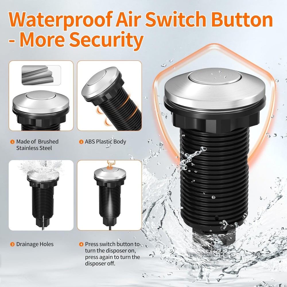 Garbage Disposal Button Kit, Garbage Disposal Air Switch Kit Sink Top Switch for