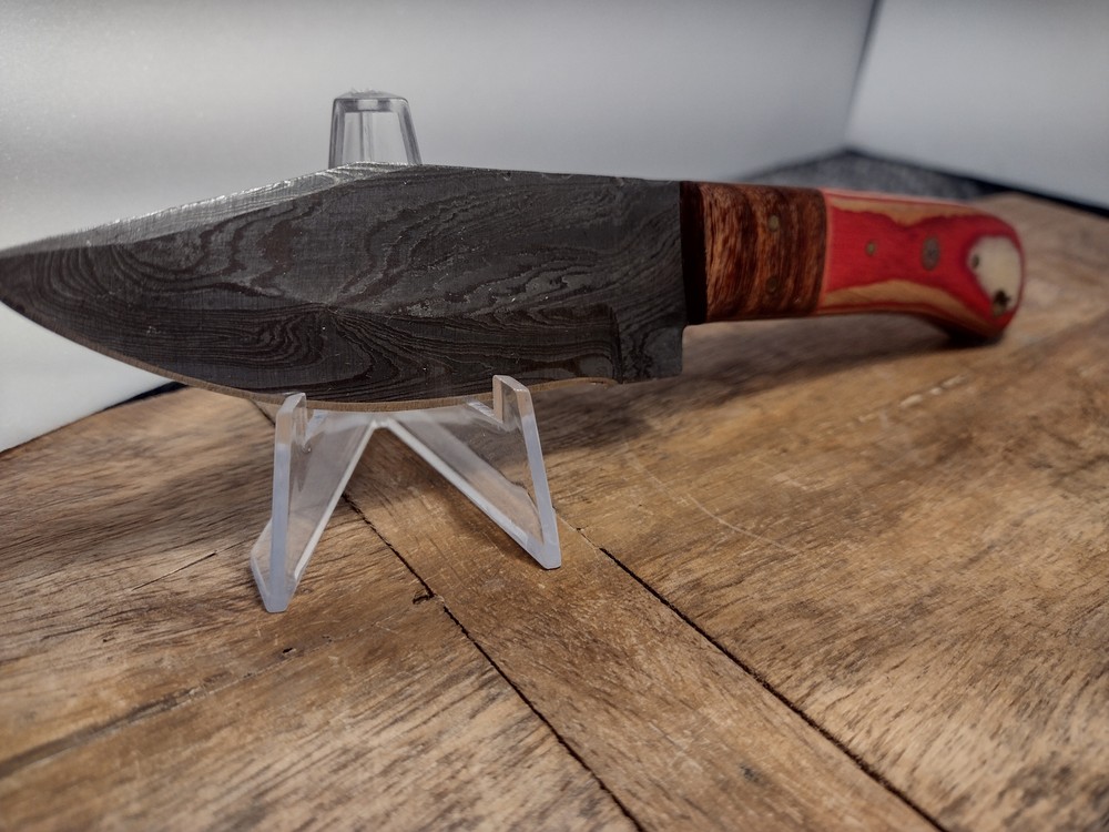 Pinkish Handled Damascus Knife