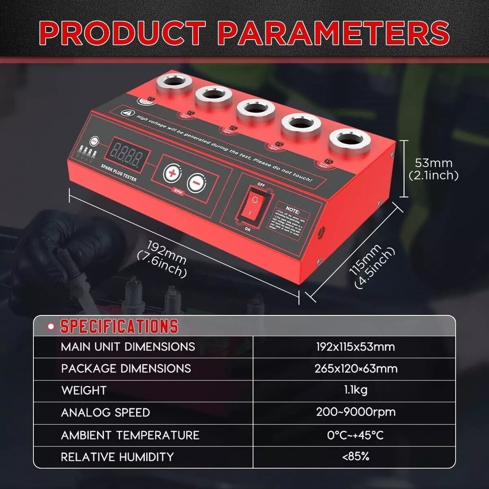 Car Spark Plug Tester Analyzer Ignition Coil Test Detect 5Socket Diagnostic Tool