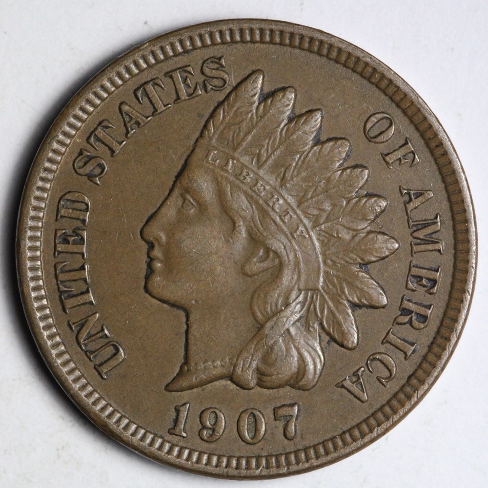 1907 Indian Head Cent Penny AU+ E204 T