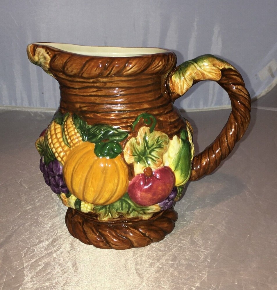 Bico Fall Harvest  Ceramic 1 qt Pitcher Fruit Vegetable Produce