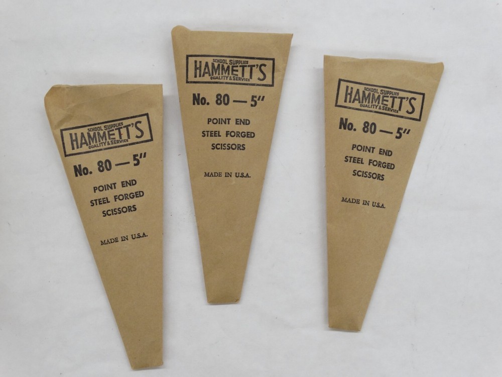 3 NOS Hammett's No. 80 Pointed End 5" Scissors