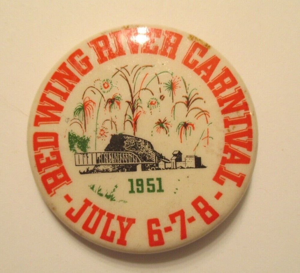 Red Wing Minnesota River Carnival 1951 Pin Back Button