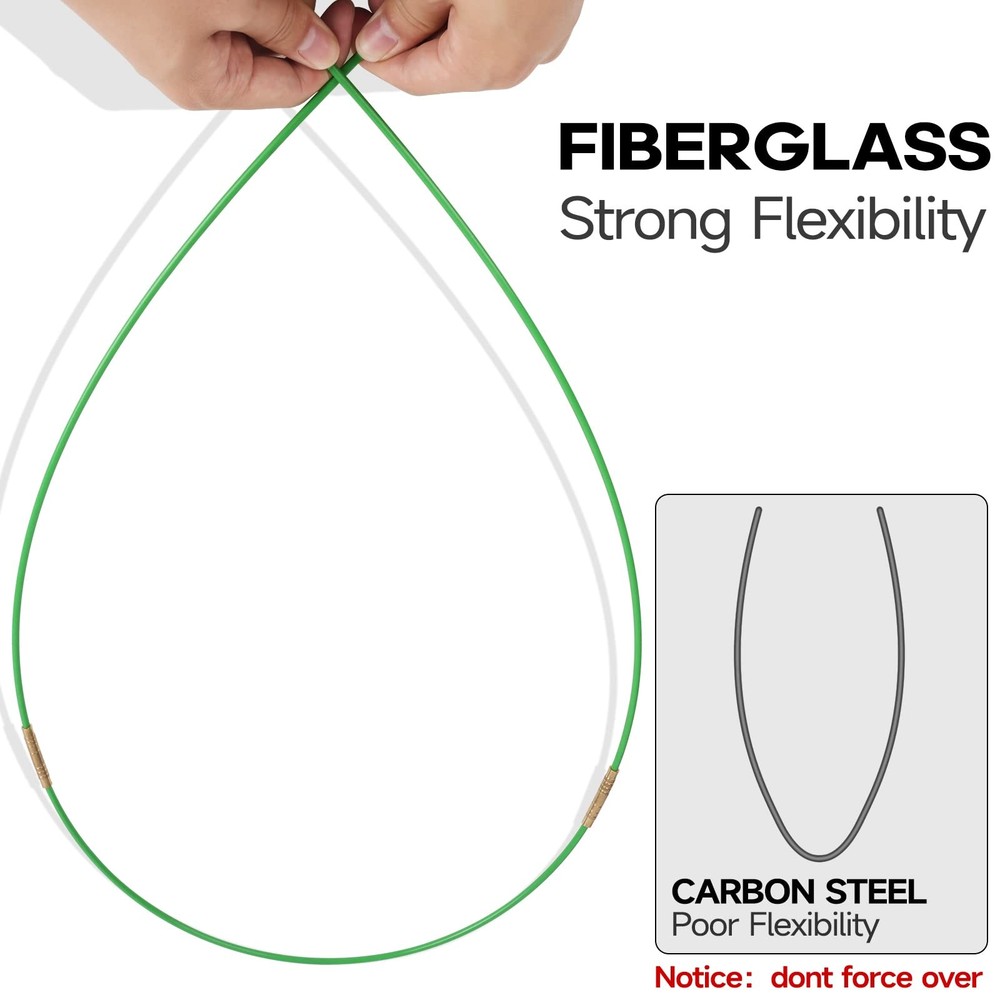 32.2FT Fiberglass Running Electrical Wire Cable Glow Rods Wire Pulling, Fish ...