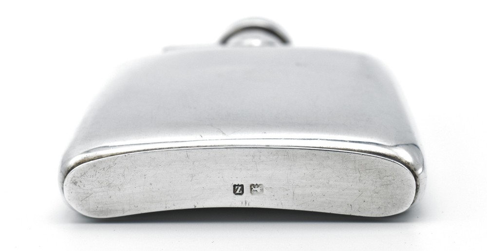 Antique Solid Silver Hip Flask Spirit Flask All Silver 1924