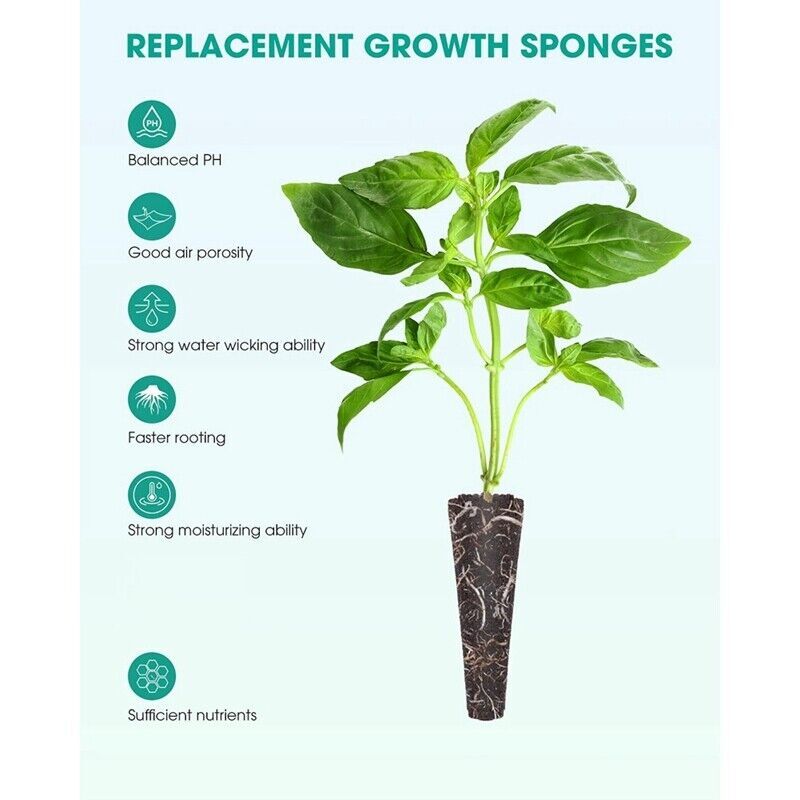 100x Grow Sponge Hydroponics Replacement Seed Starter Pod Plug Root Growth Kit