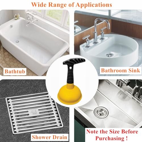 Sink Plunger, Easy to use Mini Plunger with Short Handle, Powerful Yellow