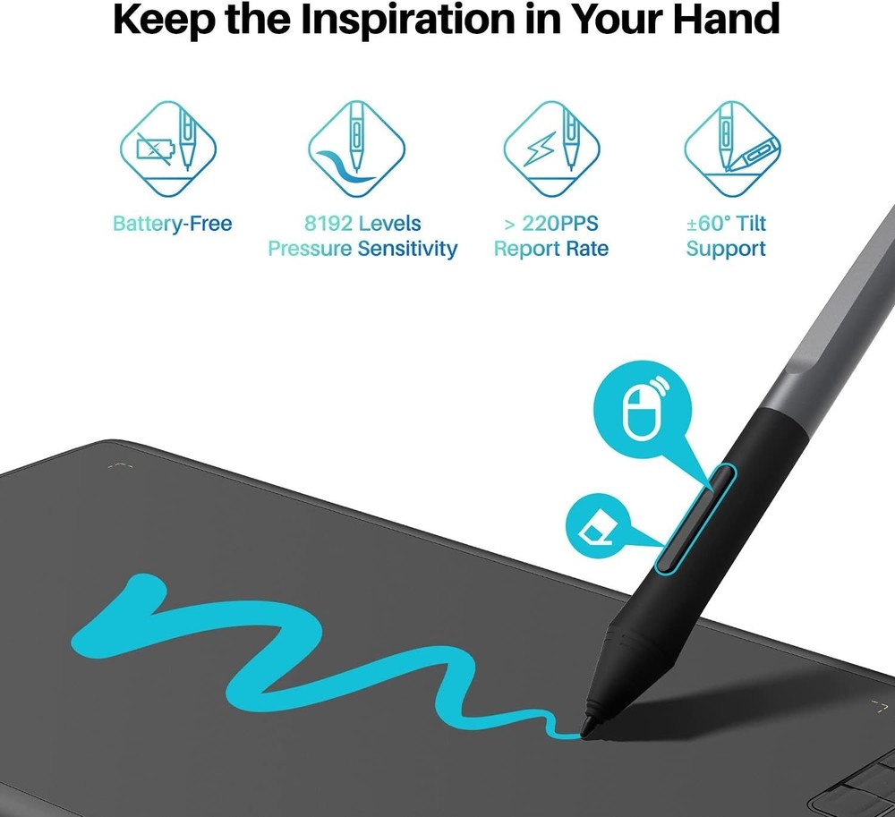 Drawing Tablet Large Graphics Pen Tablet with Stylus for Digital Art & Design
