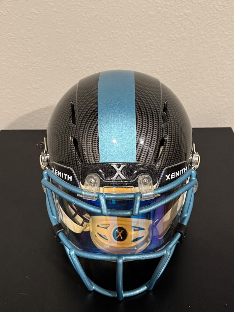 Custom Xenith X2 with Black Carbon & Light Blue Full-Size Helmet