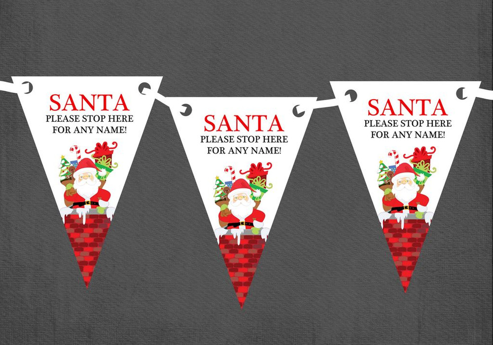 Please Stop Here Santa Personalised Christmas Decoration Bunting