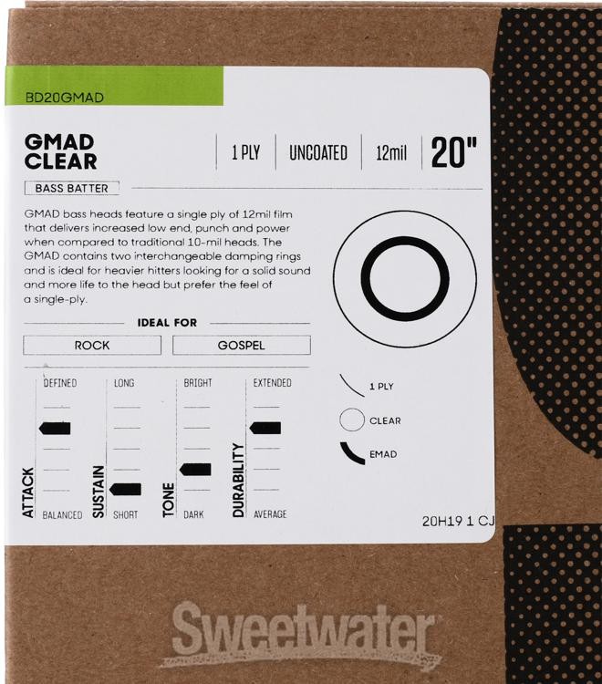 Evans GMAD Clear Drumhead with Dampening System - 20"