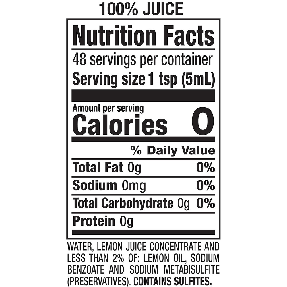 100% Lemon Juice, 8 Fluid Ounce Bottle