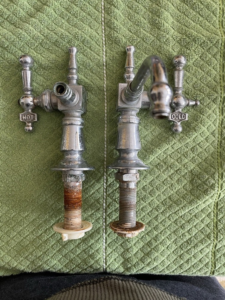 Antique Vintage Spigots Bathroom Hot And Cold