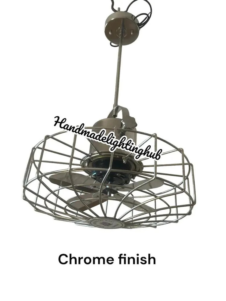 Industrial Ceiling Fan: Brown Finish, Adjustable Height