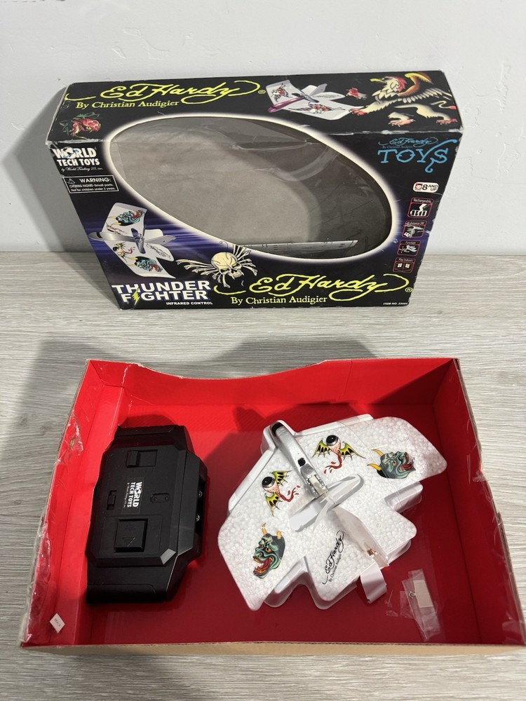 Ed Hardy Thunder Fighter Infared Control Plane by Christian Audigier Open Box