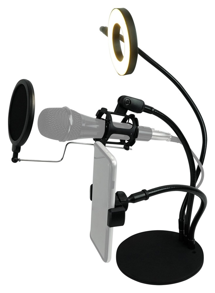 Technical Pro Conference Room/Work From Home/Office Mic+Phone Holder w/Light