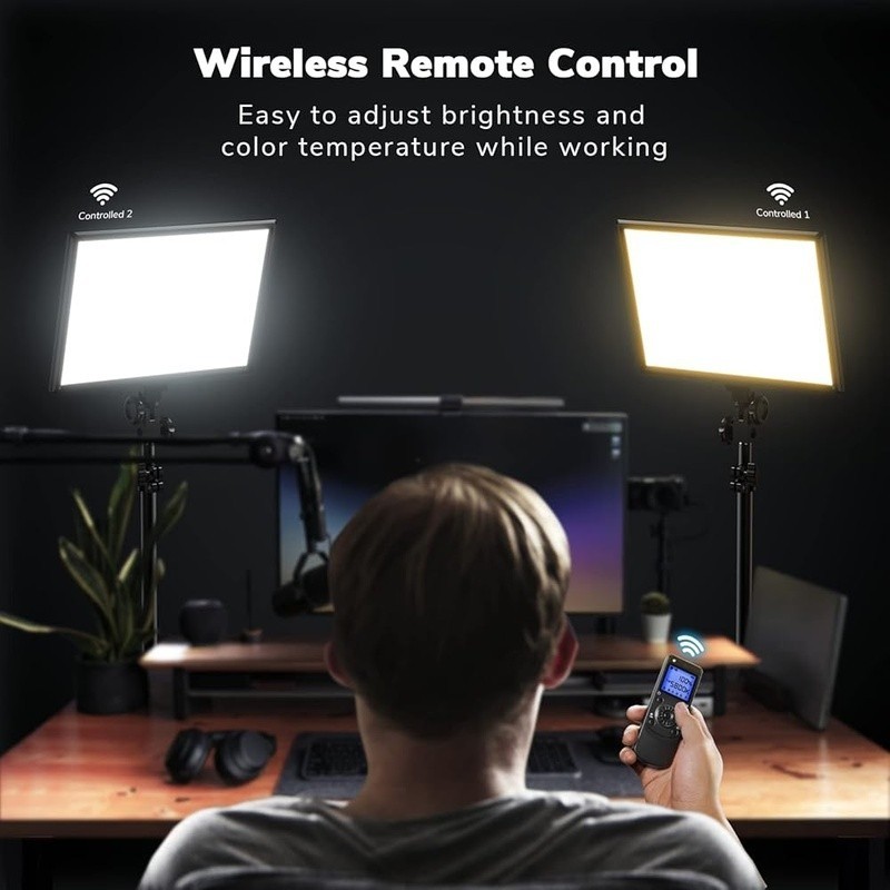 Bi-Color LED Video Light Wireless Control Adjustable Brightness Tripod Included