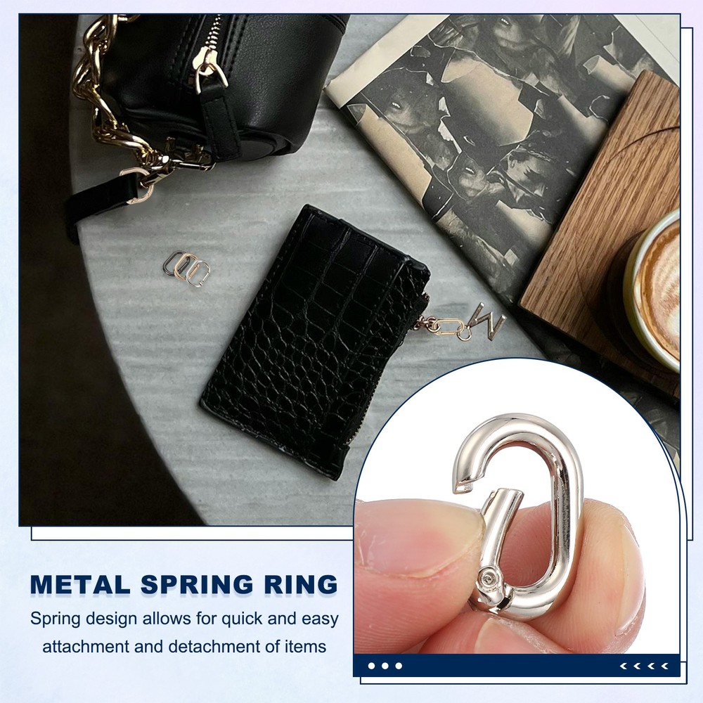 10 Pcs 21mm Oval Shaped Spring Snap Keychain Clip for Purses Silver White