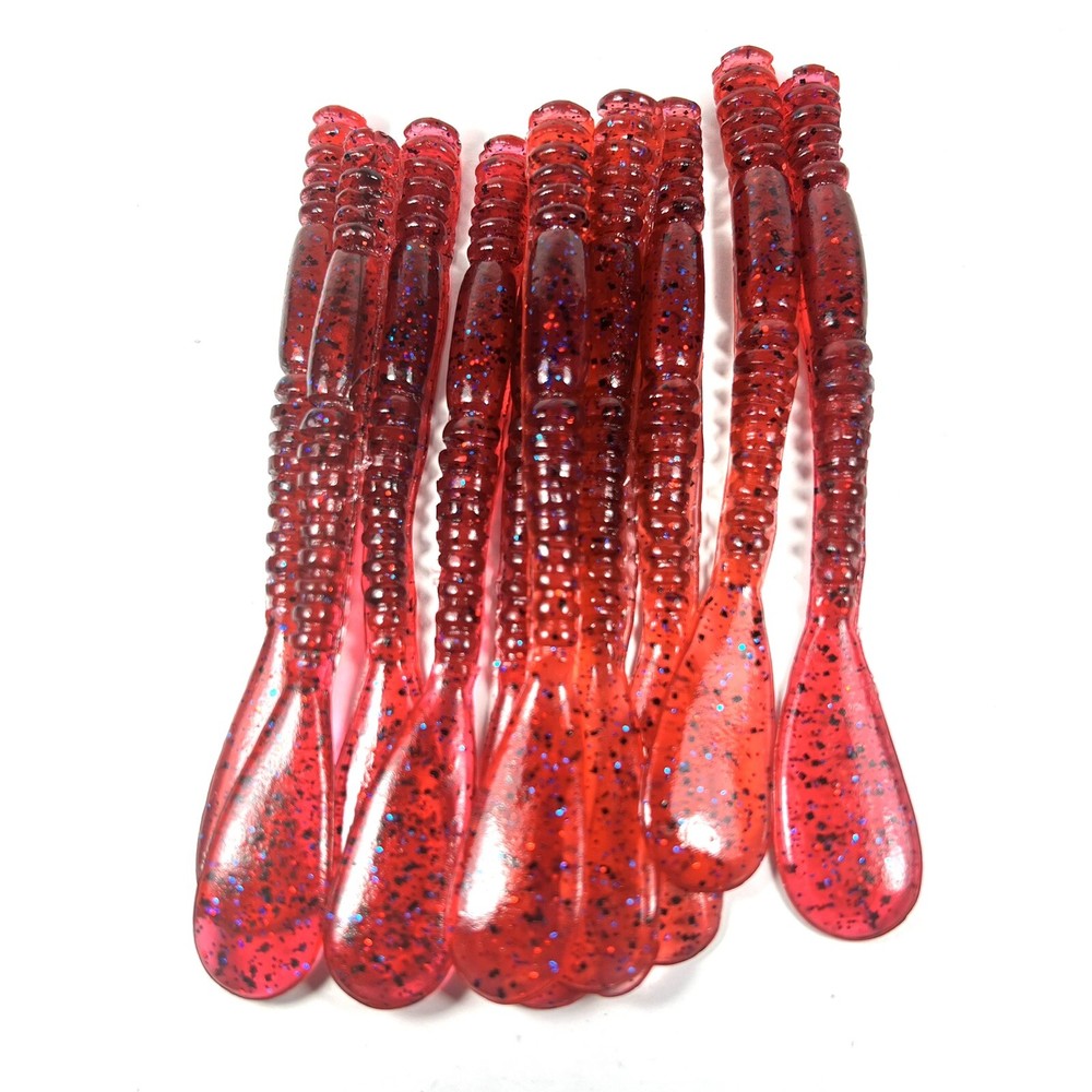 10 Hand Poured 4.5” Paddle Tail Ring Plastic Worm. “Rhythm & Blues”