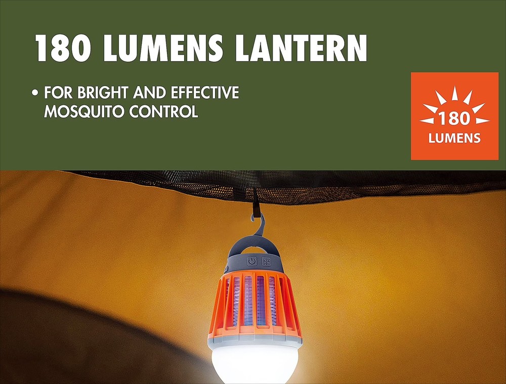 Rechargeable Bug Zapper with LED Lantern, Orange