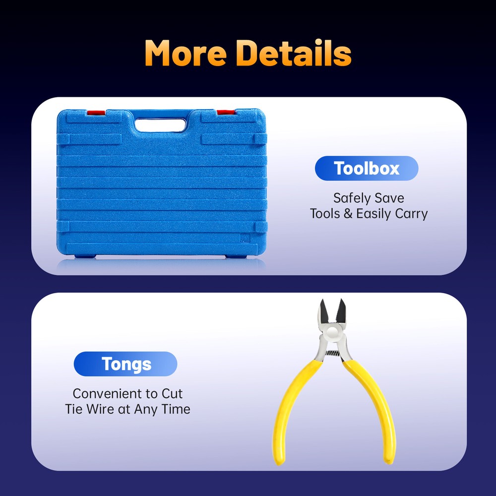 Automatic Rebar Tier Tying Machine Strapping Computer w/Electric +2 Batteries