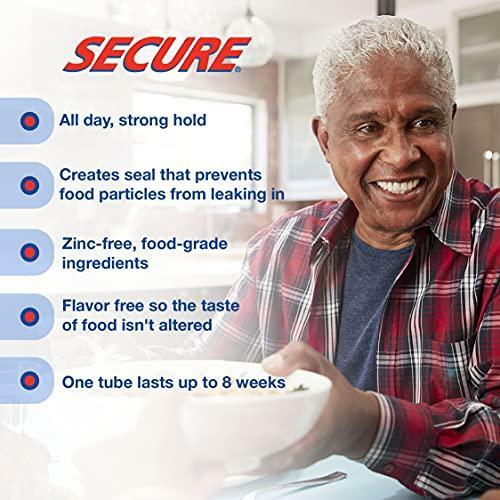 Secure Waterproof Denture Adhesive - Zinc Free - Extra Strong Hold For Upper,
