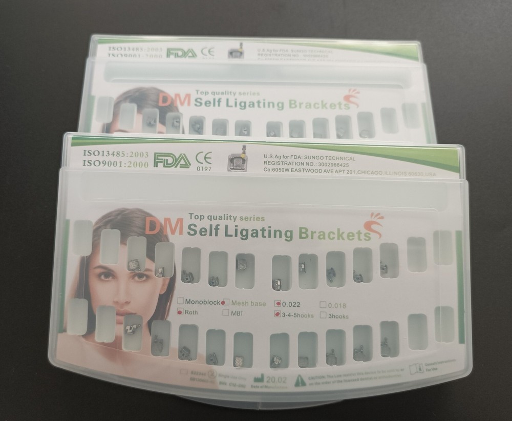10Sets Dental Orthodontic Self-Ligating Brackets Roth 022 Hooks 345 Mesh Base