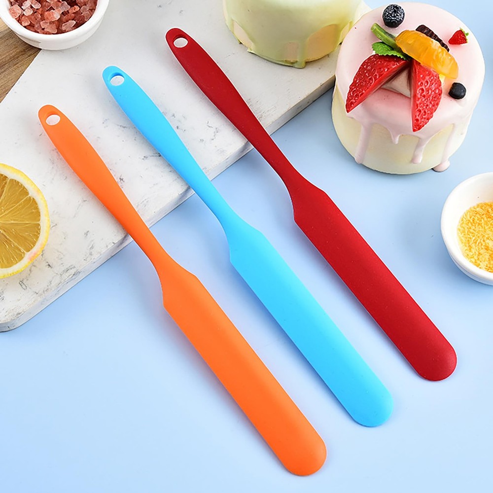 【5 Pack】Silicone Jar Spatula, Long Handle Jar Scraper Spurtle, Sourdough Spat...