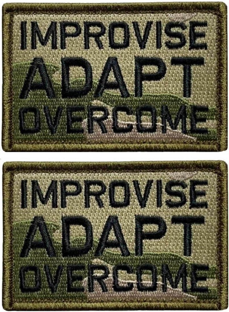 Improvise Adapt Overcome Embroidered PATCH  |2PC  HOOK BACKING  3"X2"