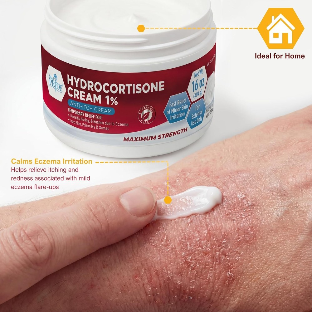 MED Pride 1% Hydrocortisone Cream Bulk 16 Oz Maximum Strength Itch Relief for Ec