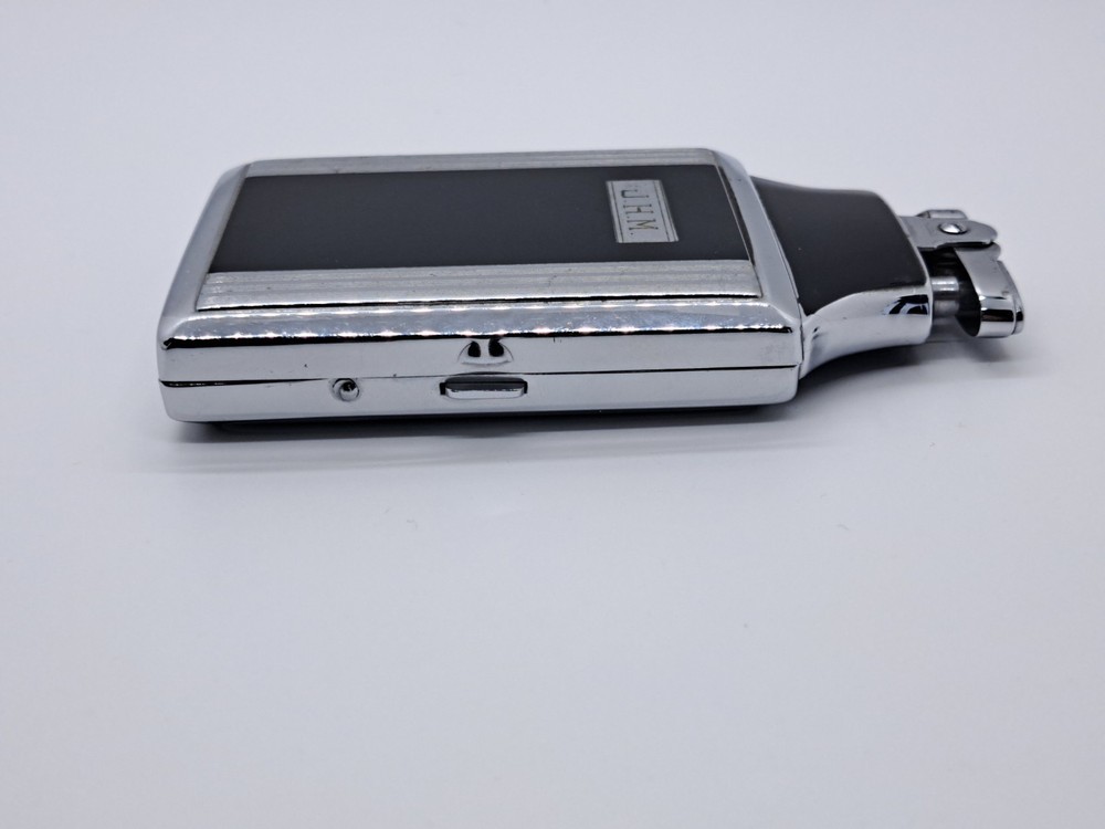 Vtg Ronson Mastercase Art Deco Cigarette Case Combo Lighter Black & Silver As Is