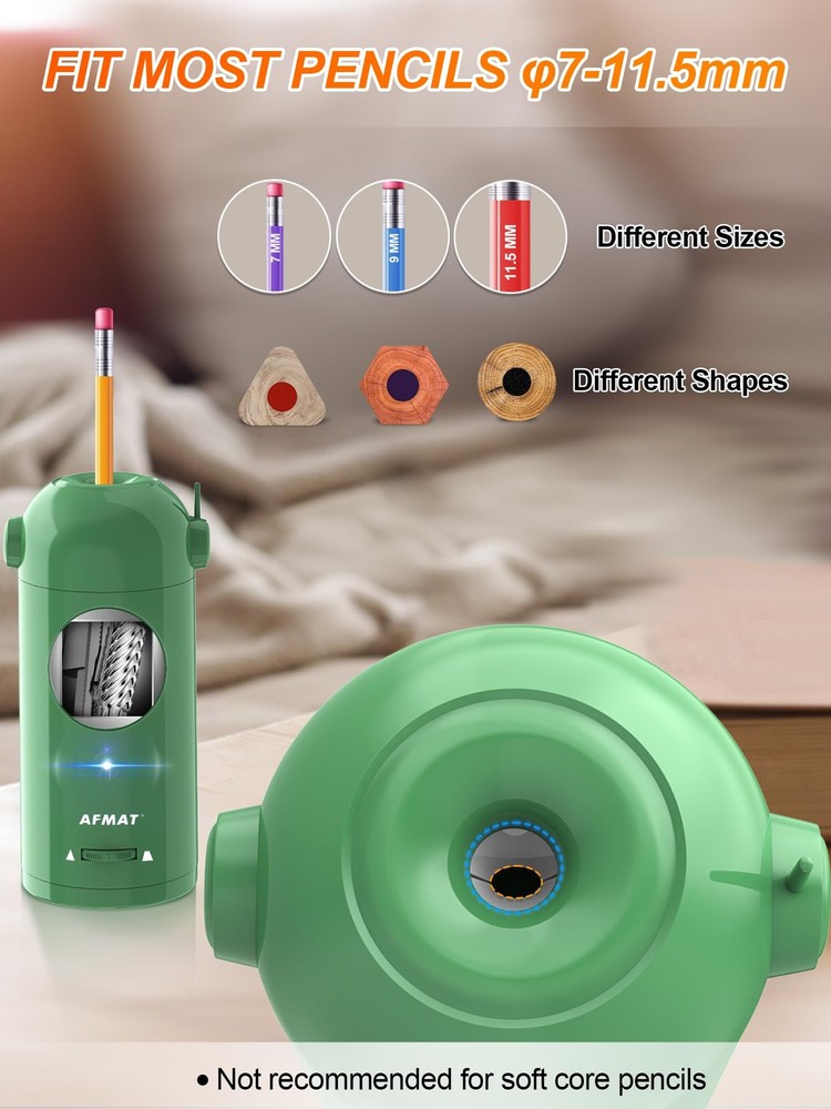 AFMAT Electric Pencil Sharpener, Fully Automatic Sharpener for Green